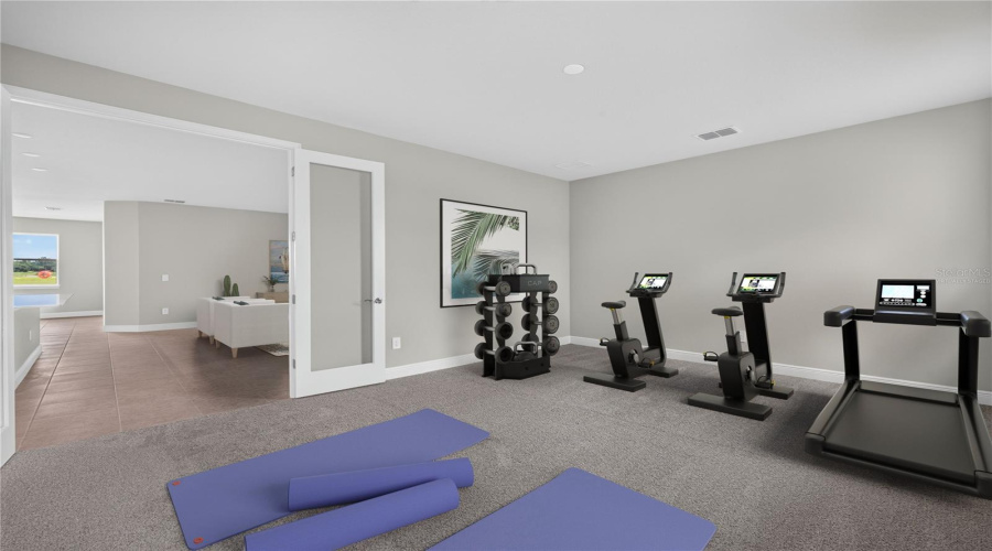 Virtually Staged Exercise/Game Room