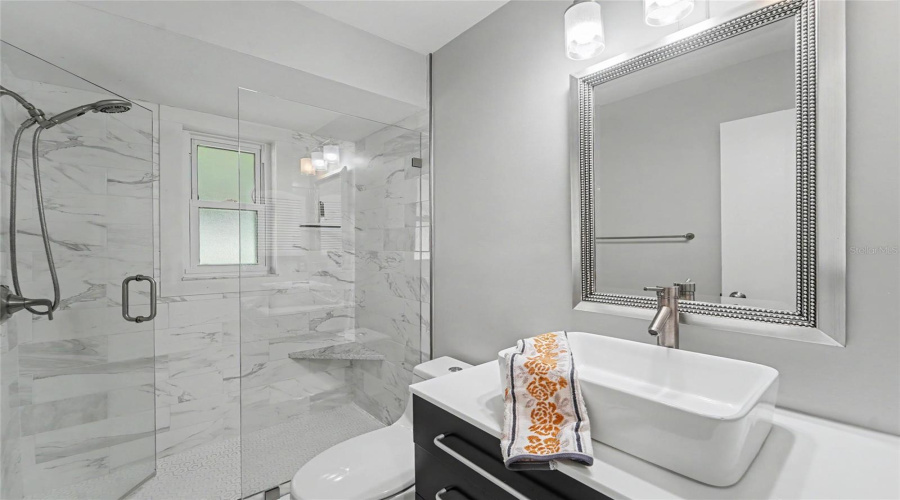 Customized, Sleek Primary Bathroom