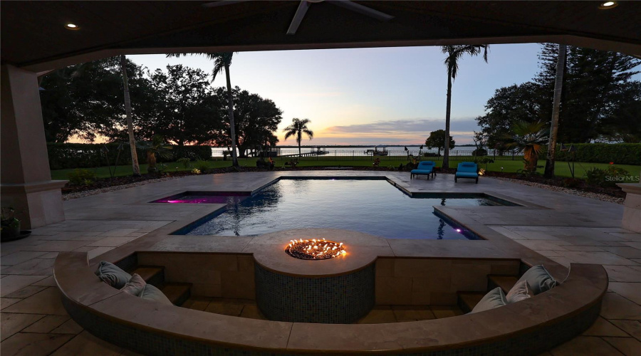 Gas Fire Pit At Sunset
