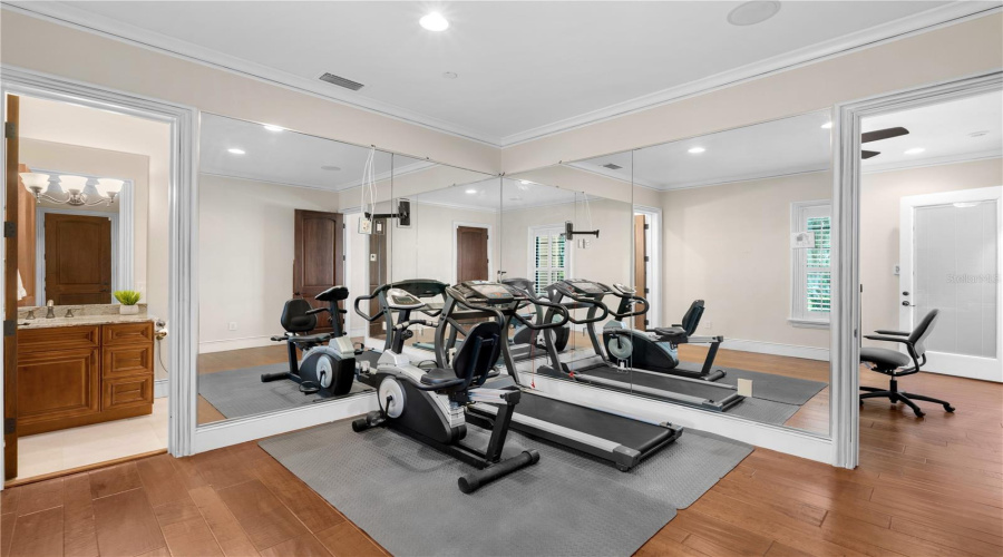 The Dedicated Fitness Studio Offers Generous Proportions, Mirrored Walls And Ample Room For A Comprehensive Private Wellness Experience.