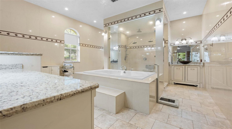 Primary Dual Walk In Shower And Jacuzzi Tub