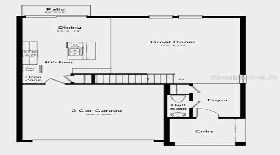 First Floor Plan - Additional Highlights Include:  Quartz Countertops, Gray Cabinets, Washer, Dryer And Refrigerator