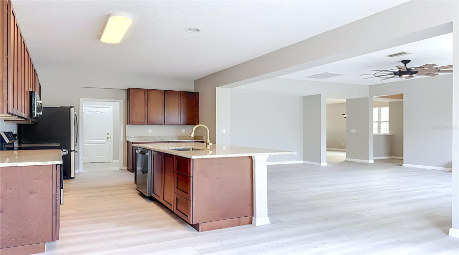 Kitchen And Walk In Pantry And Garage Door