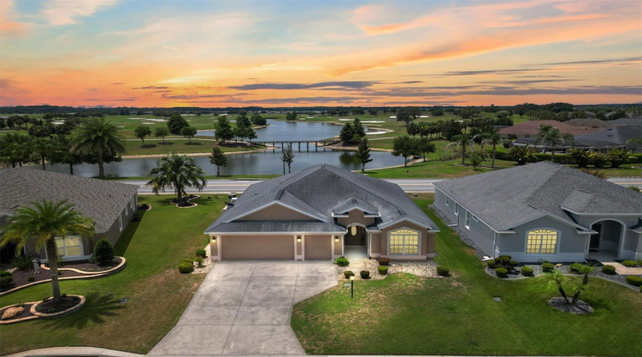 Front Of Home With Pan0Ramic Water And Golf Course View