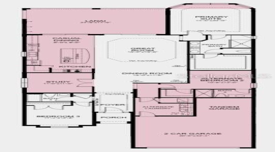 Floor Plan - Additional Highlights Include: Casual Dining Extension, Extending Flooring To Primary Suite, Tray Ceiling In Great Room And Primary Suite, Tandem Garage, Laundry Sink, And Outdoor Kitchen Rough-In