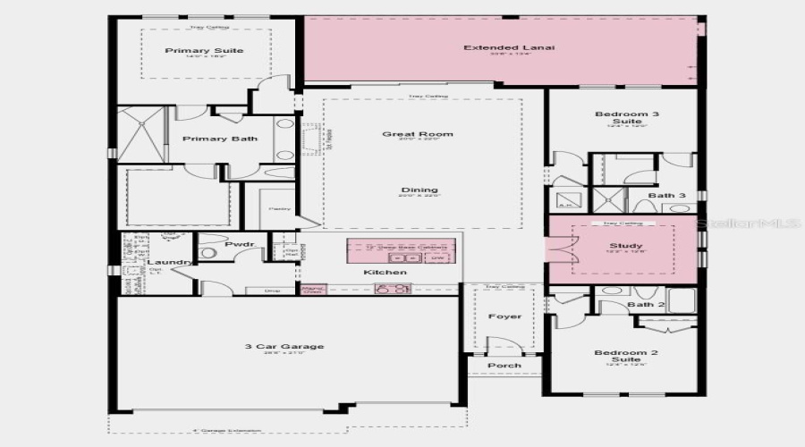 Floor Plan - Additional Highlights Include: Extended Covered Lanai, Tray Ceiling Package, Gourmet Kitchen, Outdoor Kitchen Rough-In, Pool/Spa Pre-Wire, And Impact Windows Throughout The Home