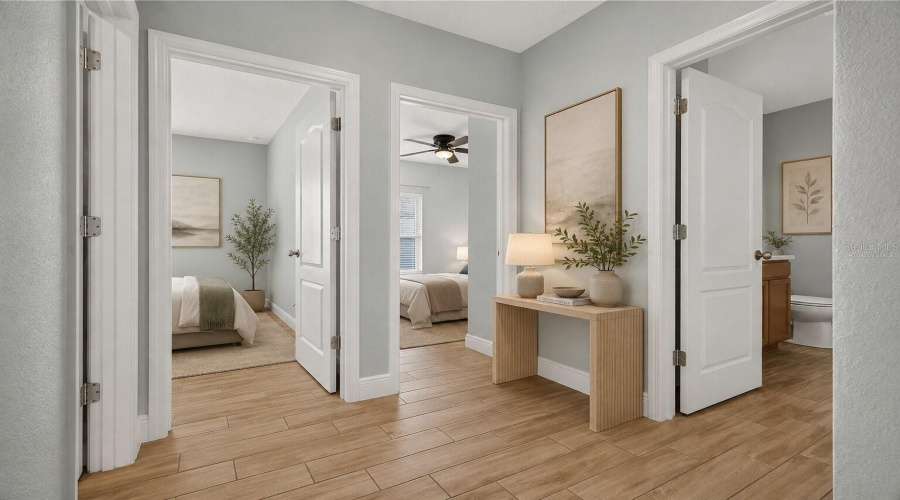 Virtually Staged Bedroom Hallway