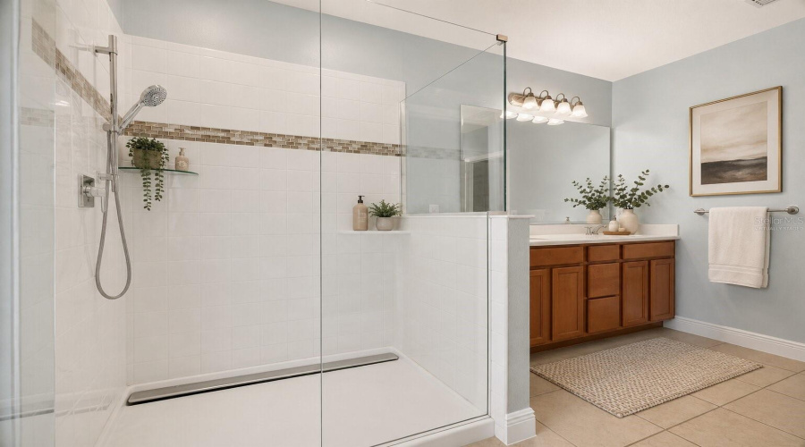 Virtually Staged Primary  Bathroom