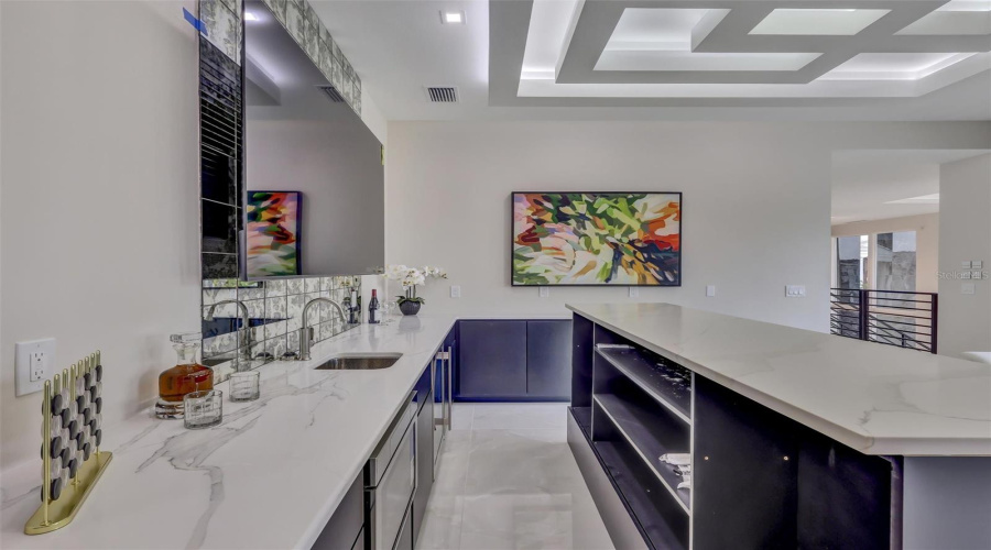 Custom Wet Bar With Generous Counter Space And Storage