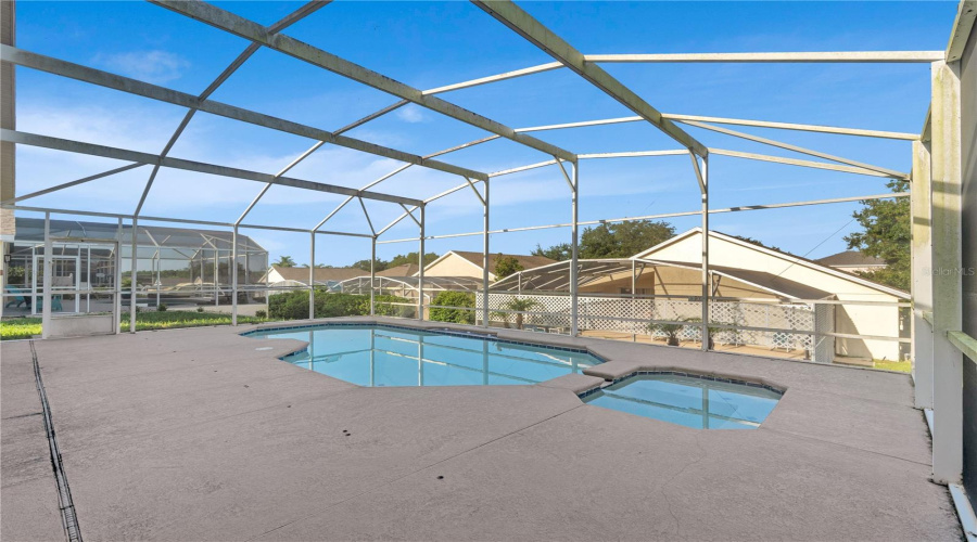 Screen Enclosed Lanai Pool And Spa