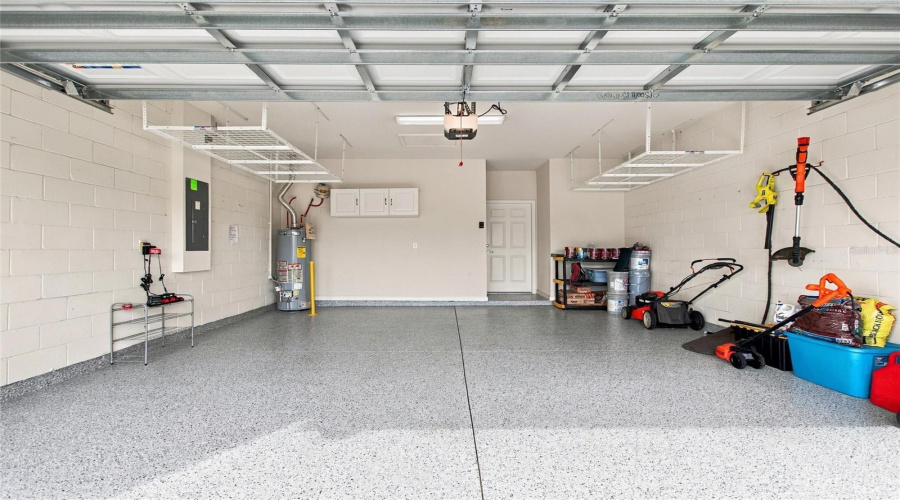 Ample Garage With Epoxy Floor