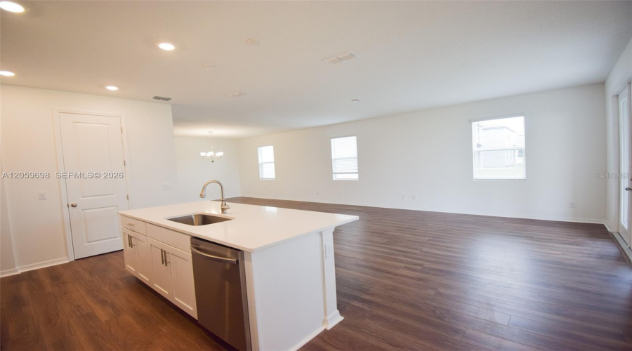 Kitchen Overlooking Spacious Living Area