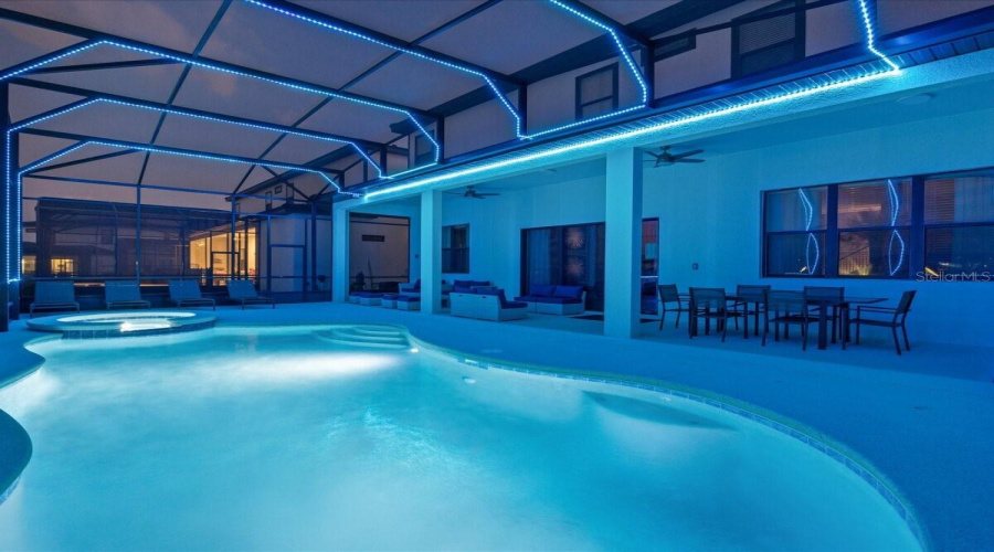 Pool + Spa With Led Lights