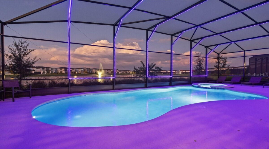 Pool + Spa With Led Lights