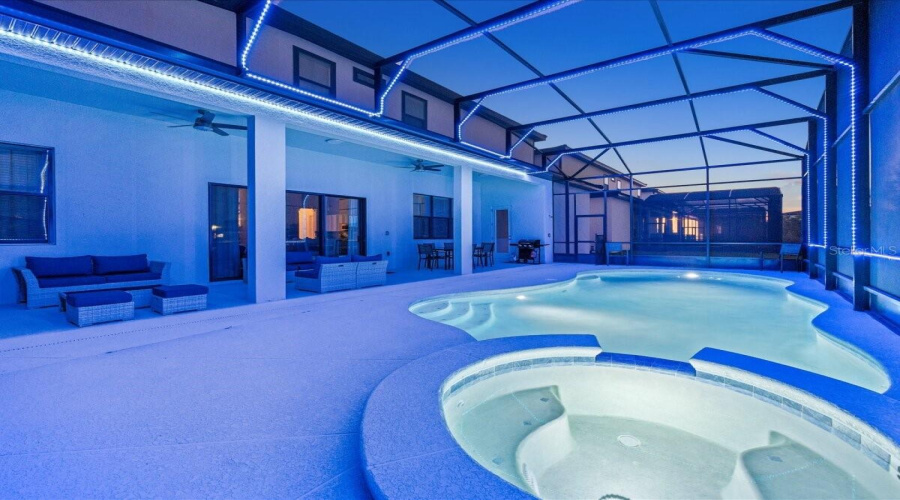 Pool + Spa With Led Lights