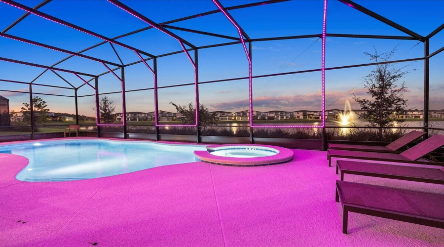Pool + Spa With Led Lights