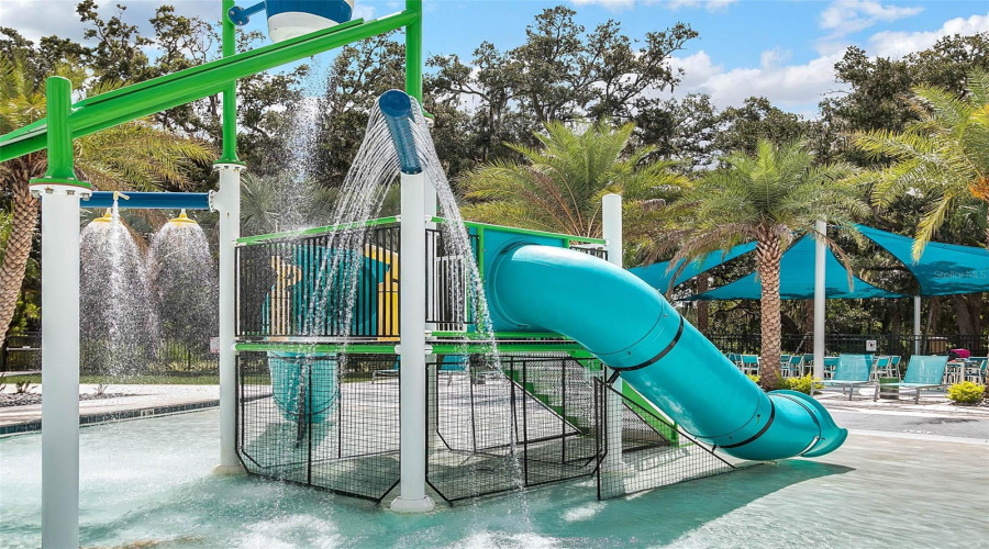 Slides And Water Features At The Community Pool