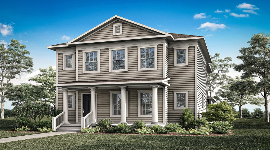 Island Village At Celebration - Heron Floorplan - Colonial Elevation - Architect'S Rendering