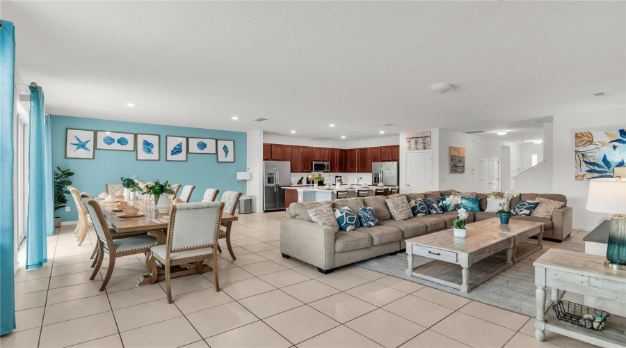 View Into Living Room, Kitchen And Dining Room